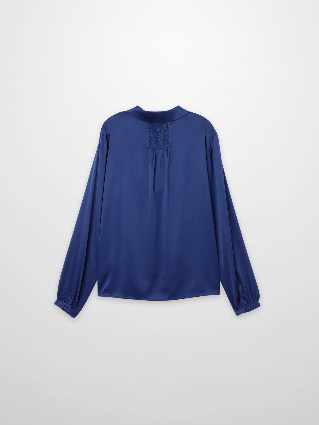 Faux Satin Micro Stitch Blouse-Navy