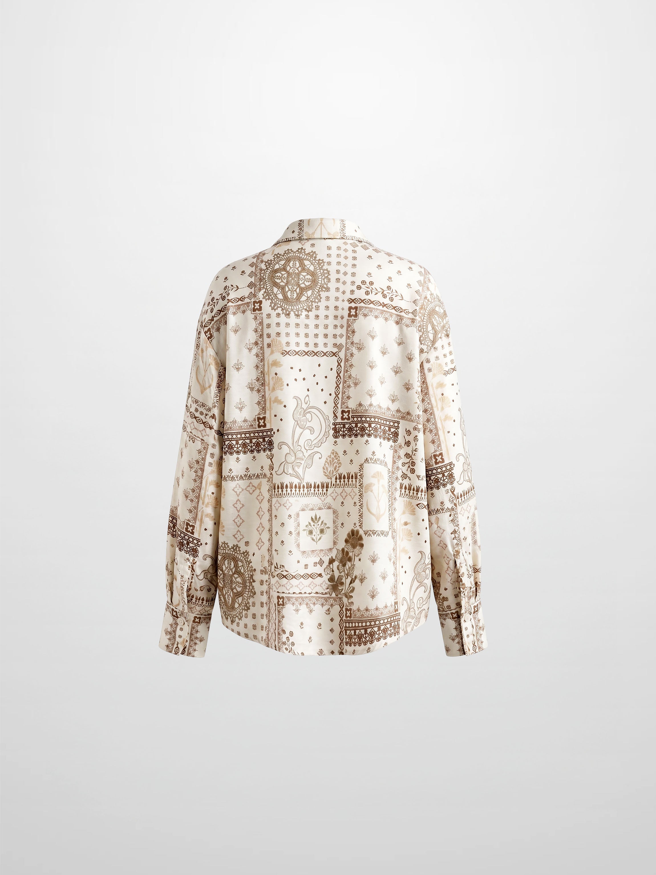 Button Down Collared Blouse-Brown Bandana