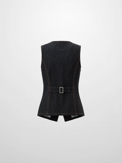 Denim Vest - Black