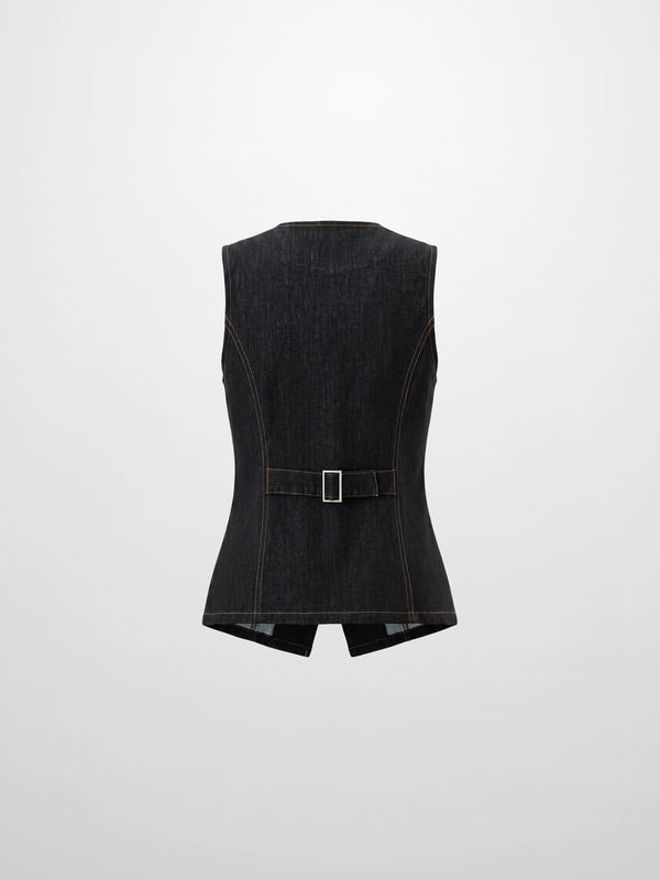 Denim Vest - Black