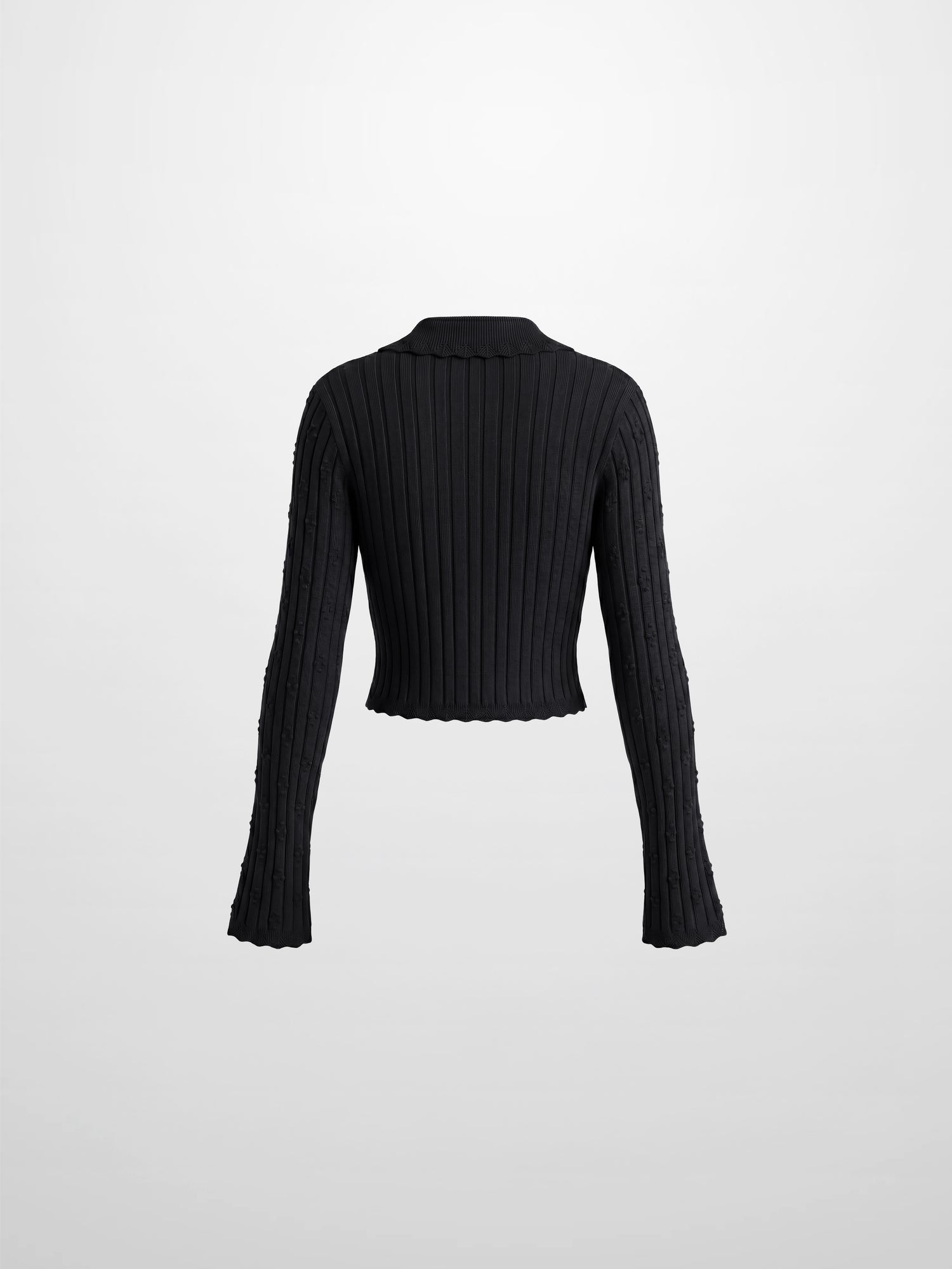 Scalloped Edge Cardigan-Black