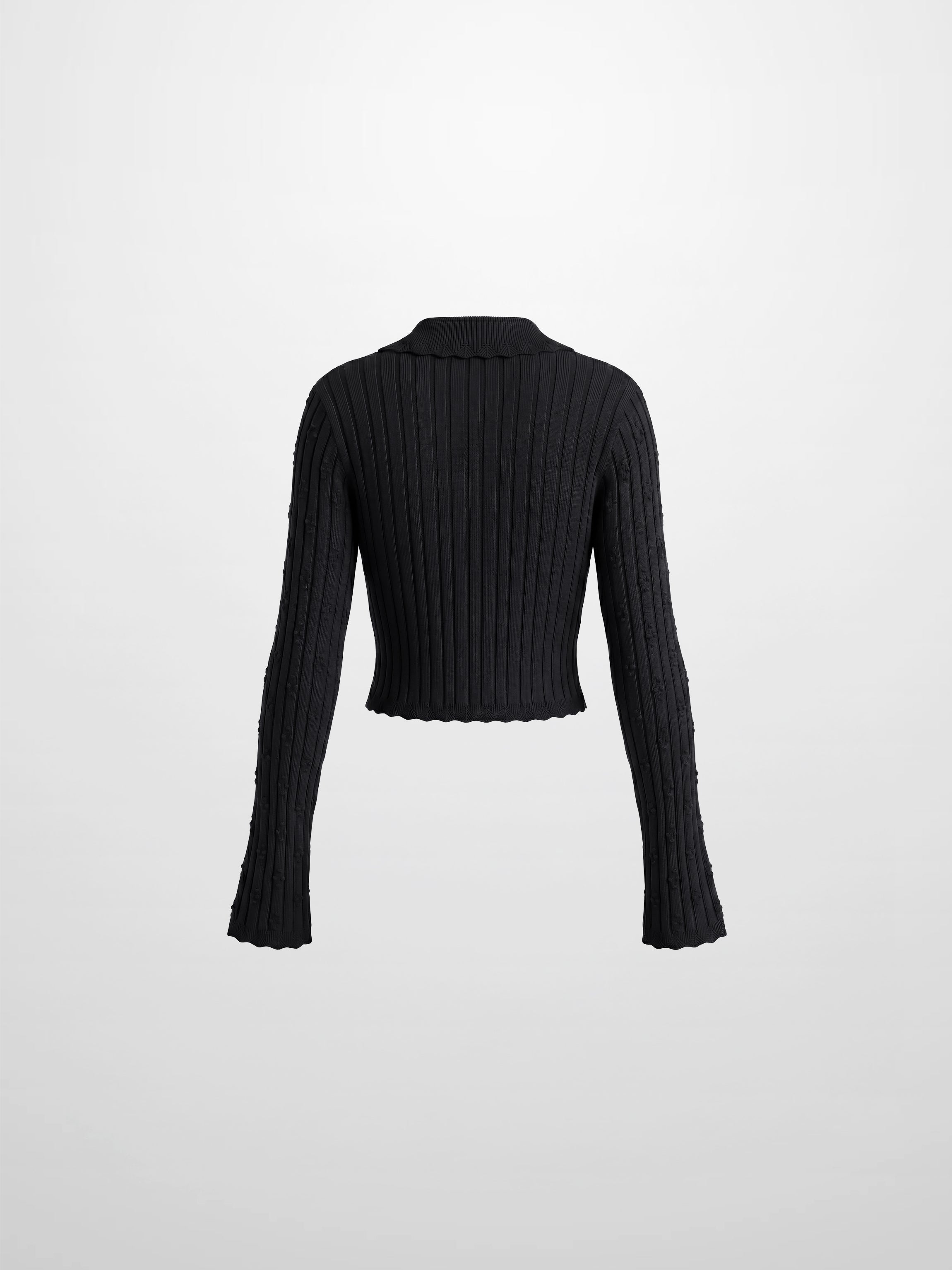 Scalloped Edge Cardigan-Black