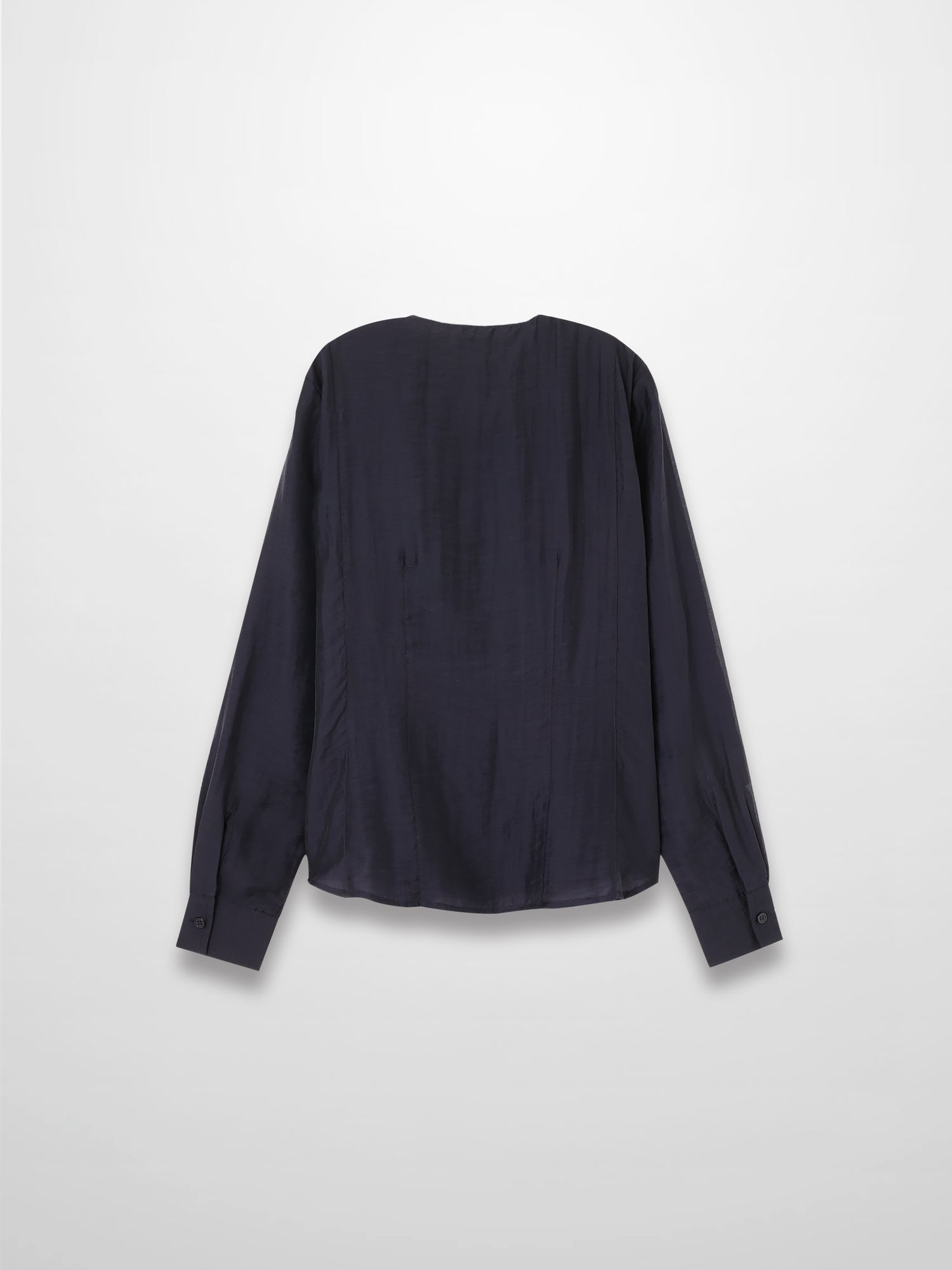 High V Neck Blouse-Navy