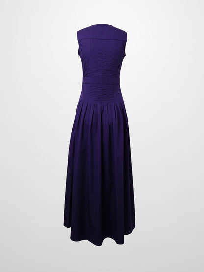 Pleated Waist Jumper-Navy