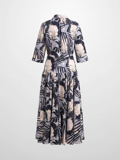 Ruched Knot Dress-Floral
