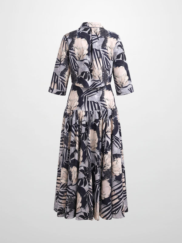 Ruched Knot Dress-Floral