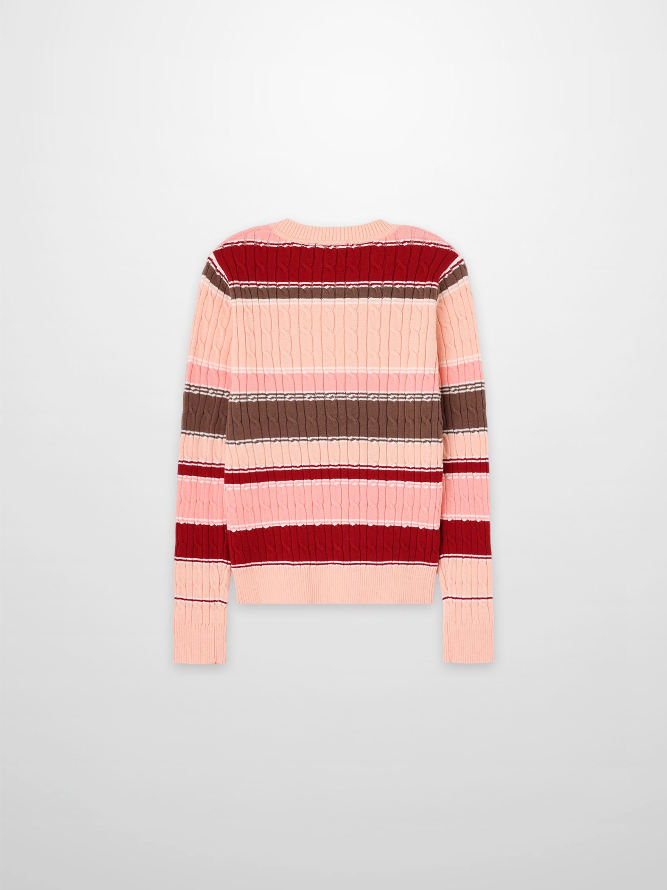 Striped Cable Sweater-Pink Stripe