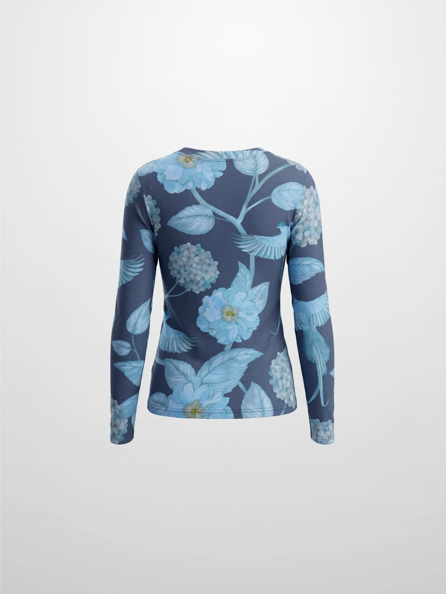 Basic Printed T-shirt-Light Blue Flowers