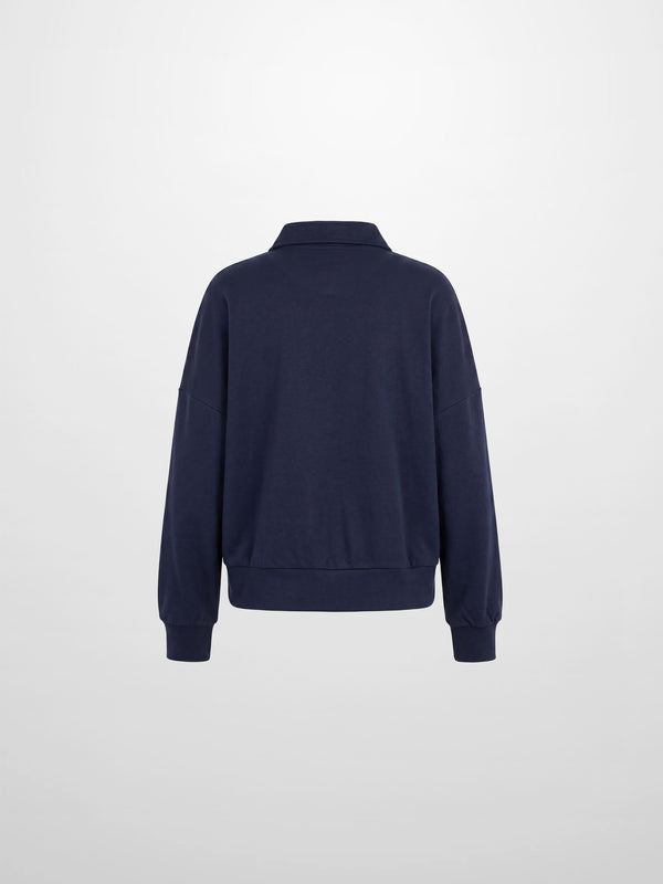 Collared Bomber Tee-Navy