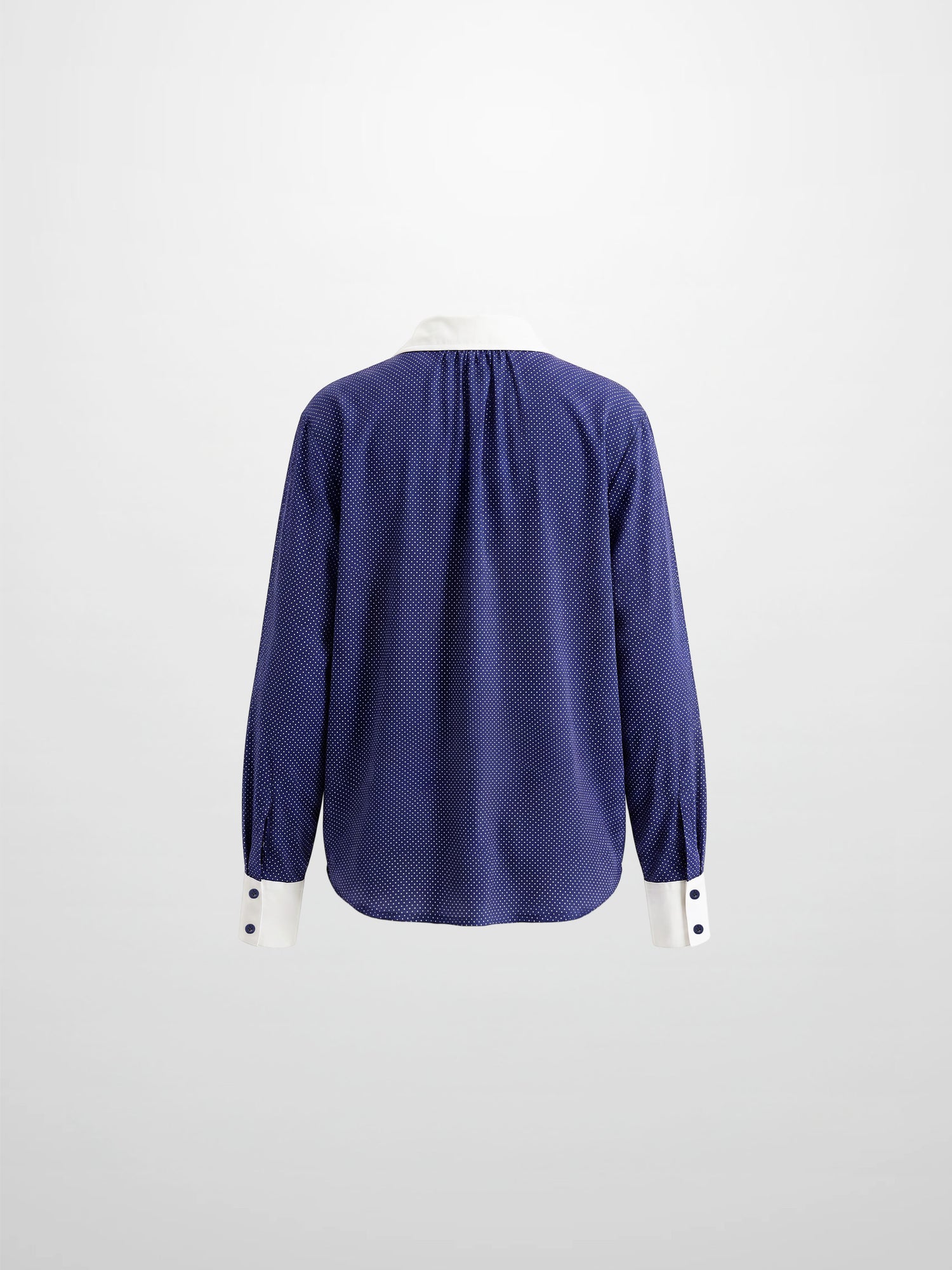 White Collar Mini Dot Shirt-Navy/White