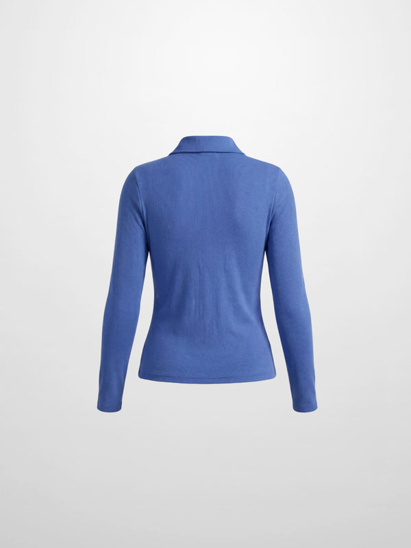 Ribbed Button Down Shirt-Blue