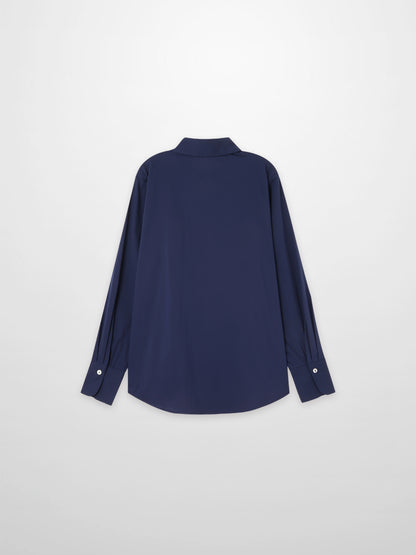 Cotton Button Down Blouse-Navy