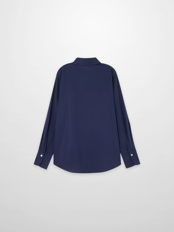 Cotton Button Down Blouse-Navy