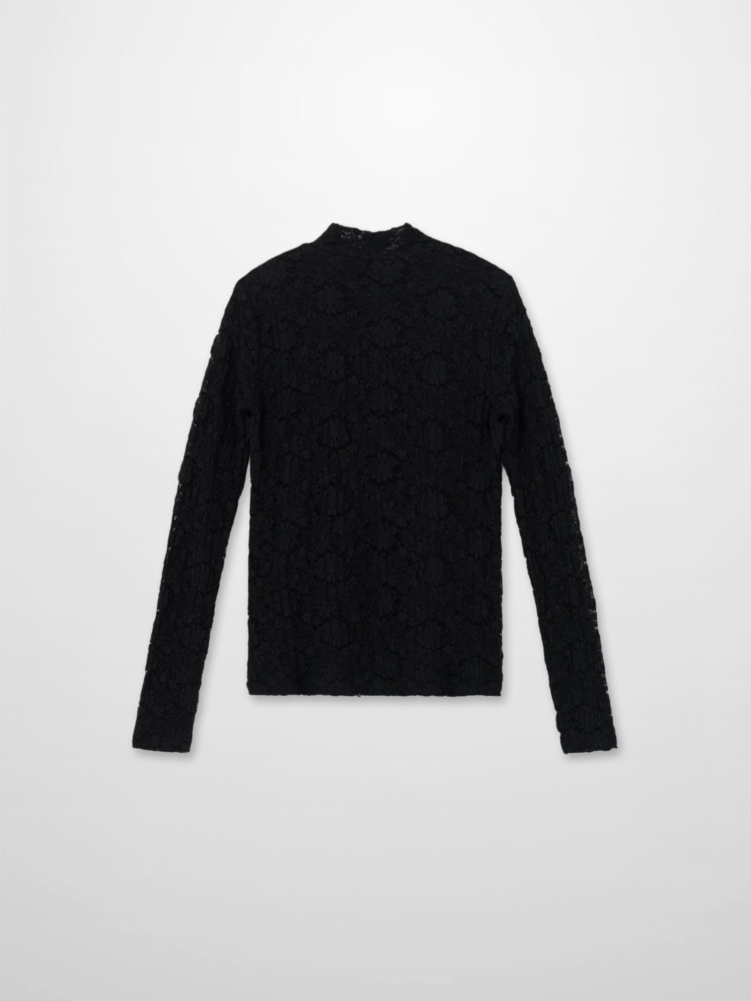 Lace Mock Neck Turtleneck-Black
