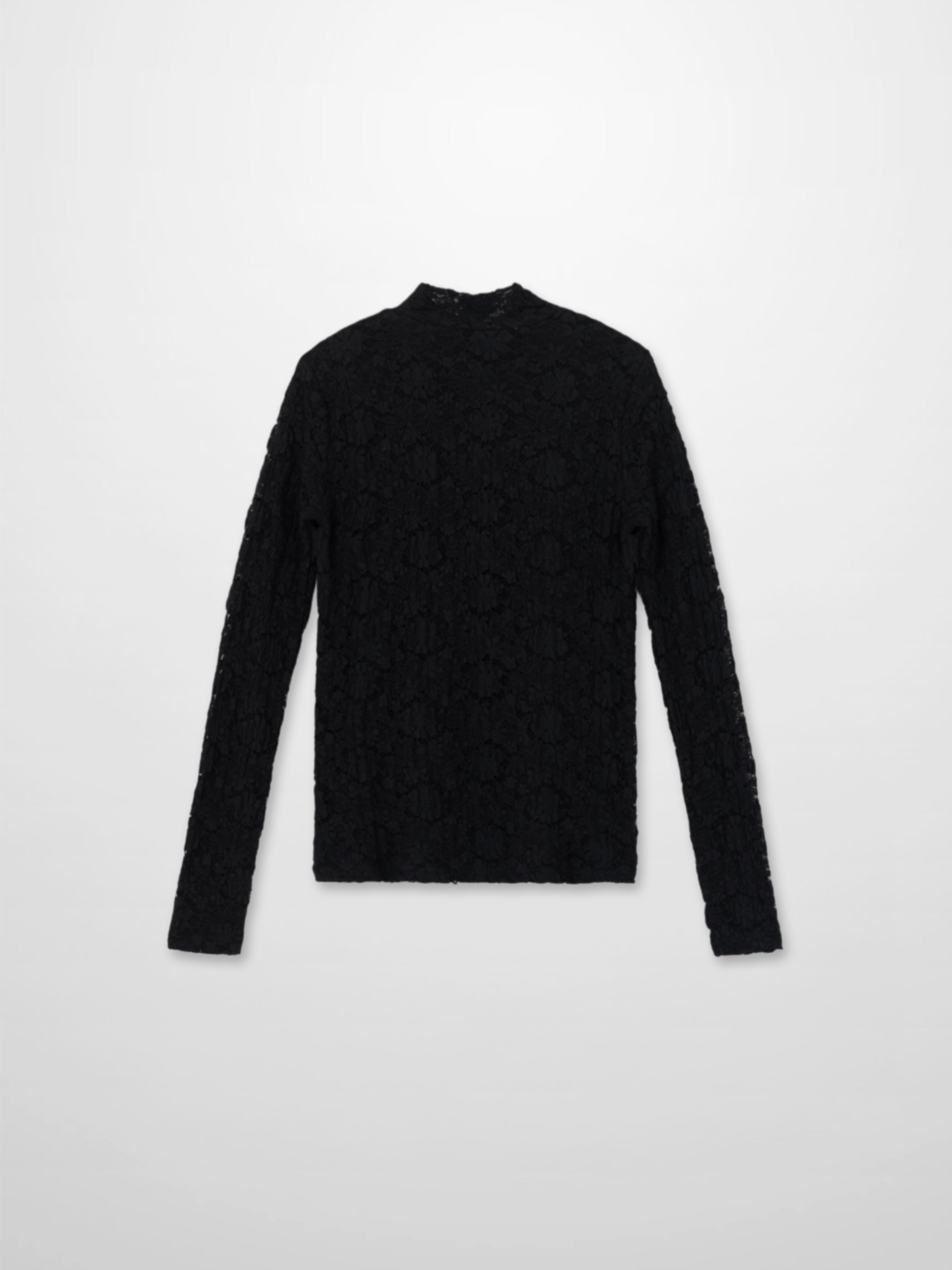 Lace Mock Neck Turtleneck-Black