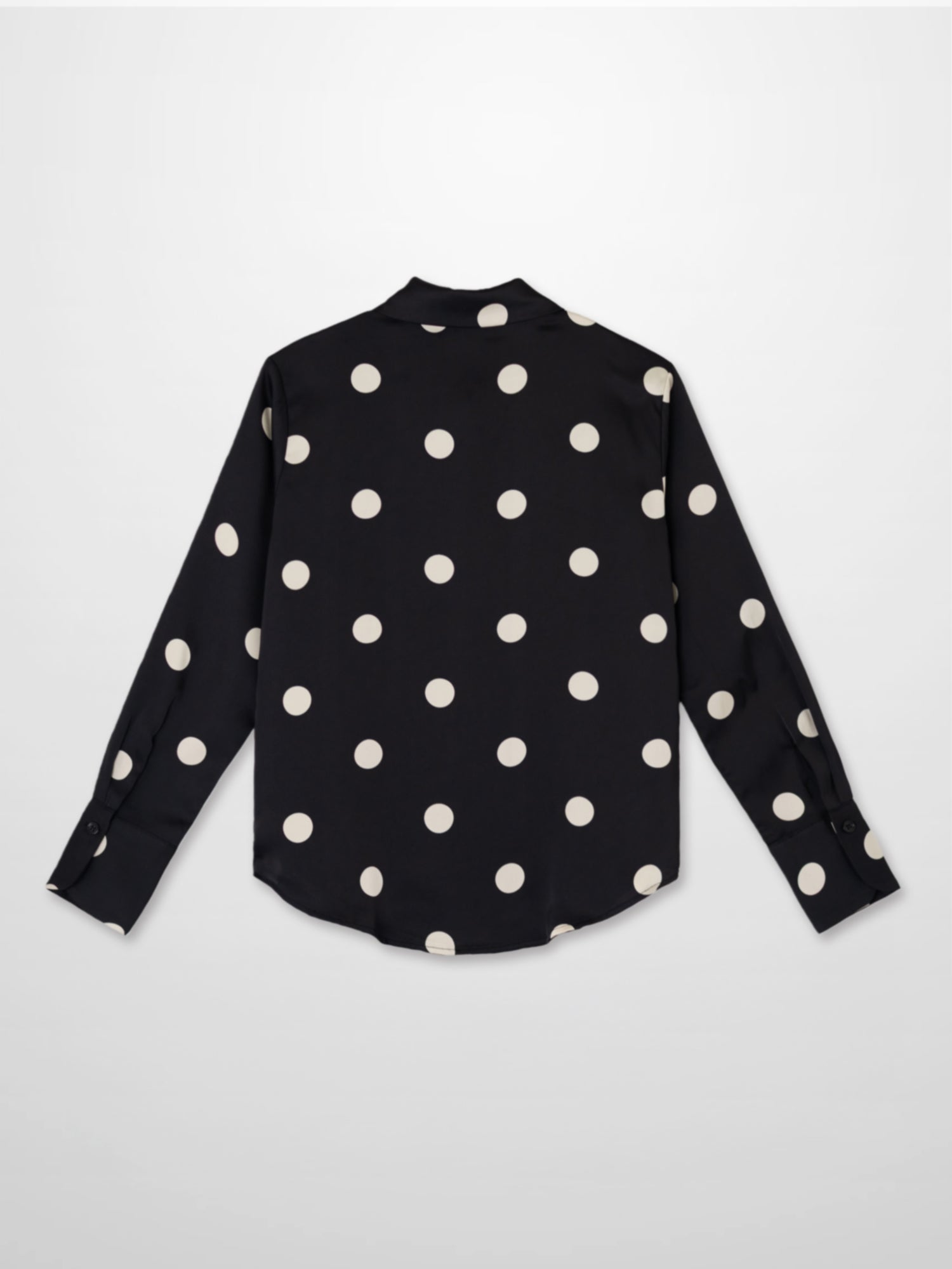 Oversized Satin Blouse-Black/Cream Polka Dot