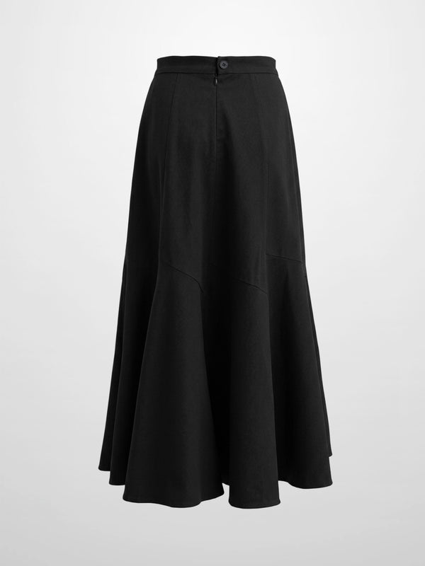 Twill Trumpet Skirt-Black