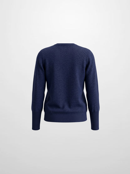 High Cuff Crew Sweater-Navy