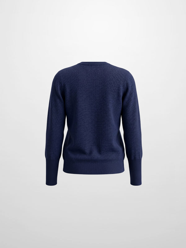 High Cuff Crew Sweater-Navy