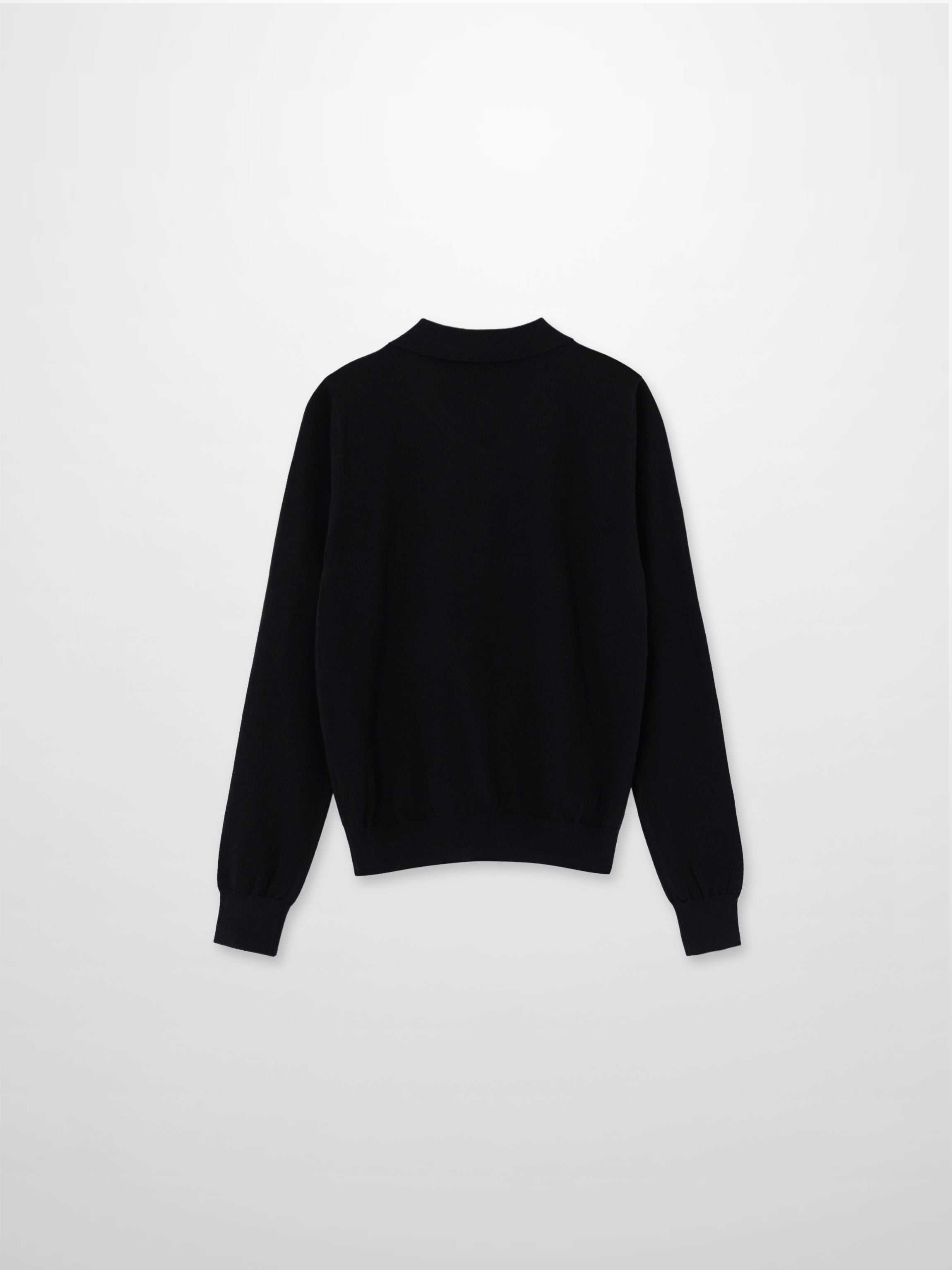 Wool Blend Collared Cardigan-Black