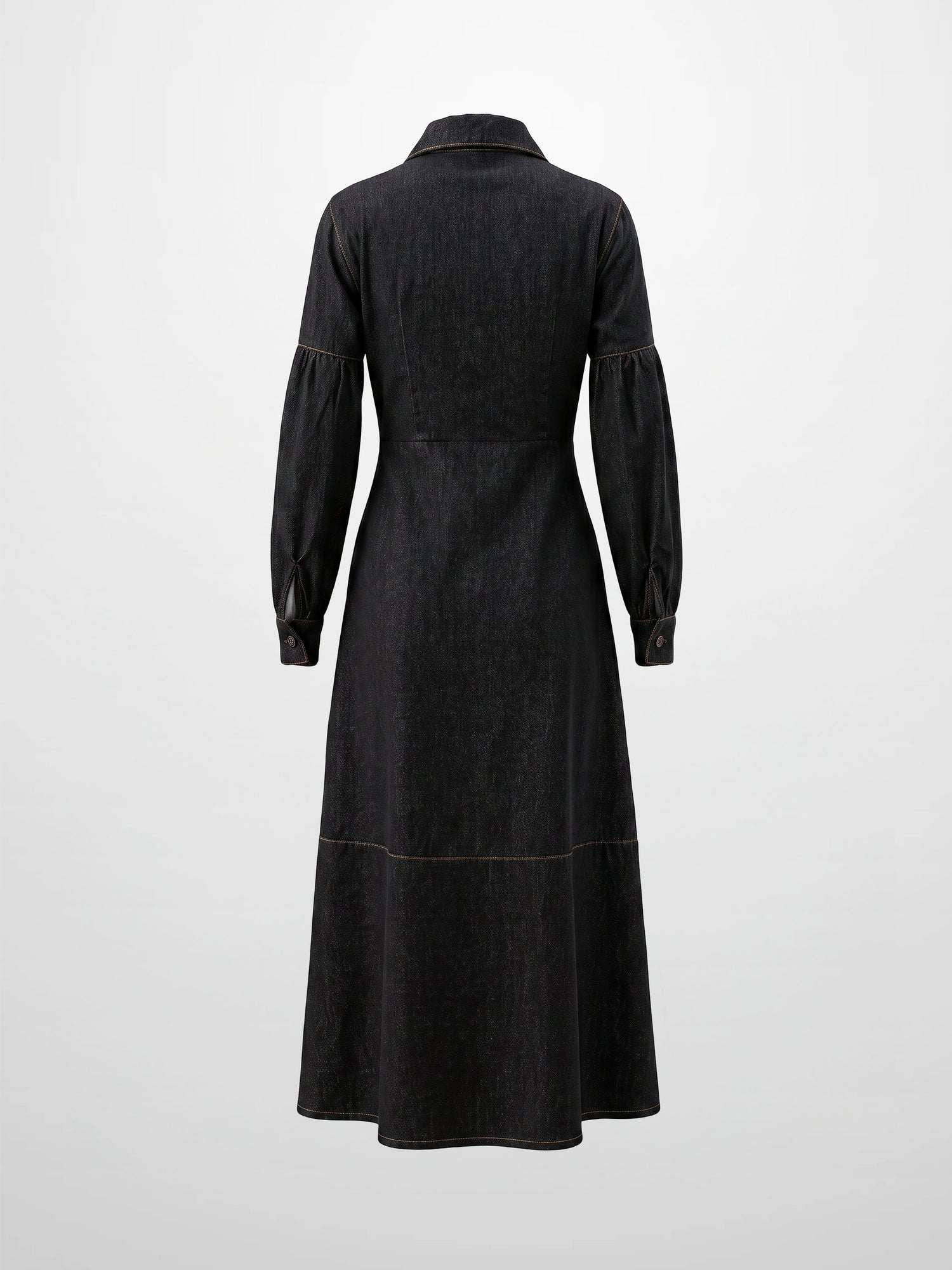High Waisted Denim Dress - Black