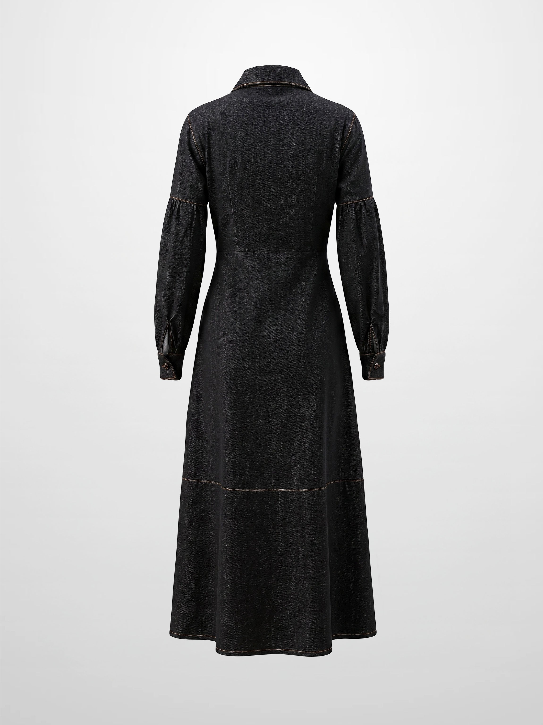High Waisted Denim Dress - Black