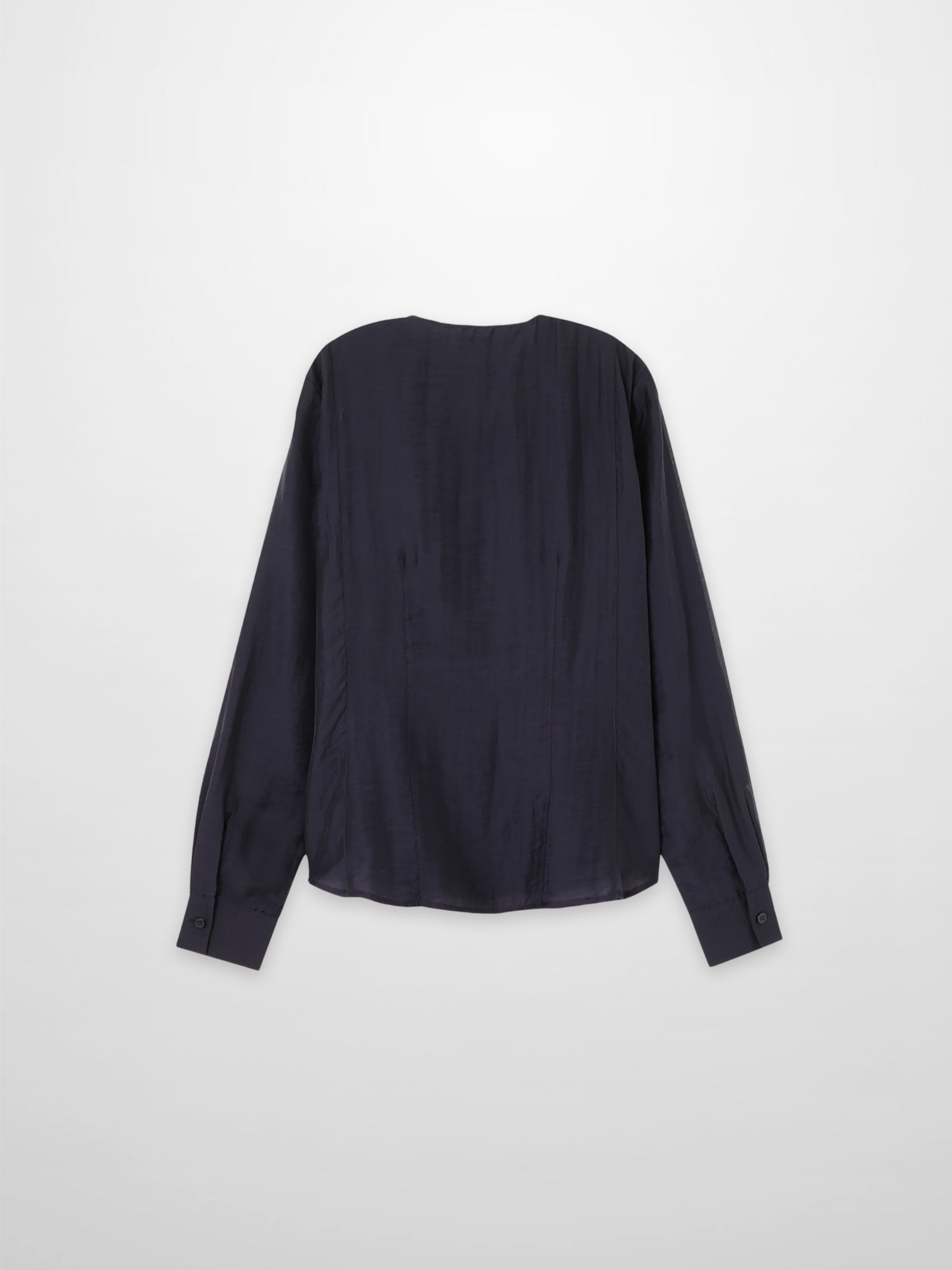 High V Neck Blouse-Navy