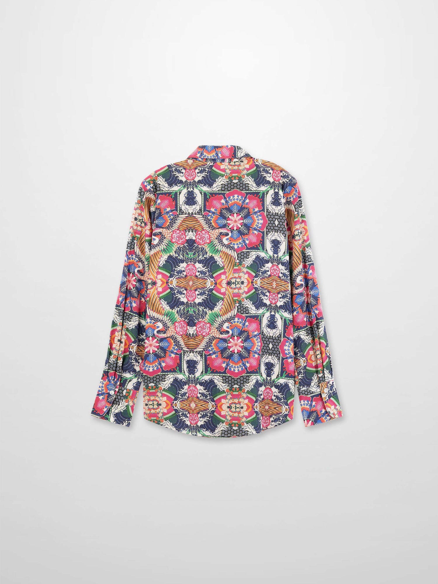 Printed Crinkle Button Down Blouse-Mosaic