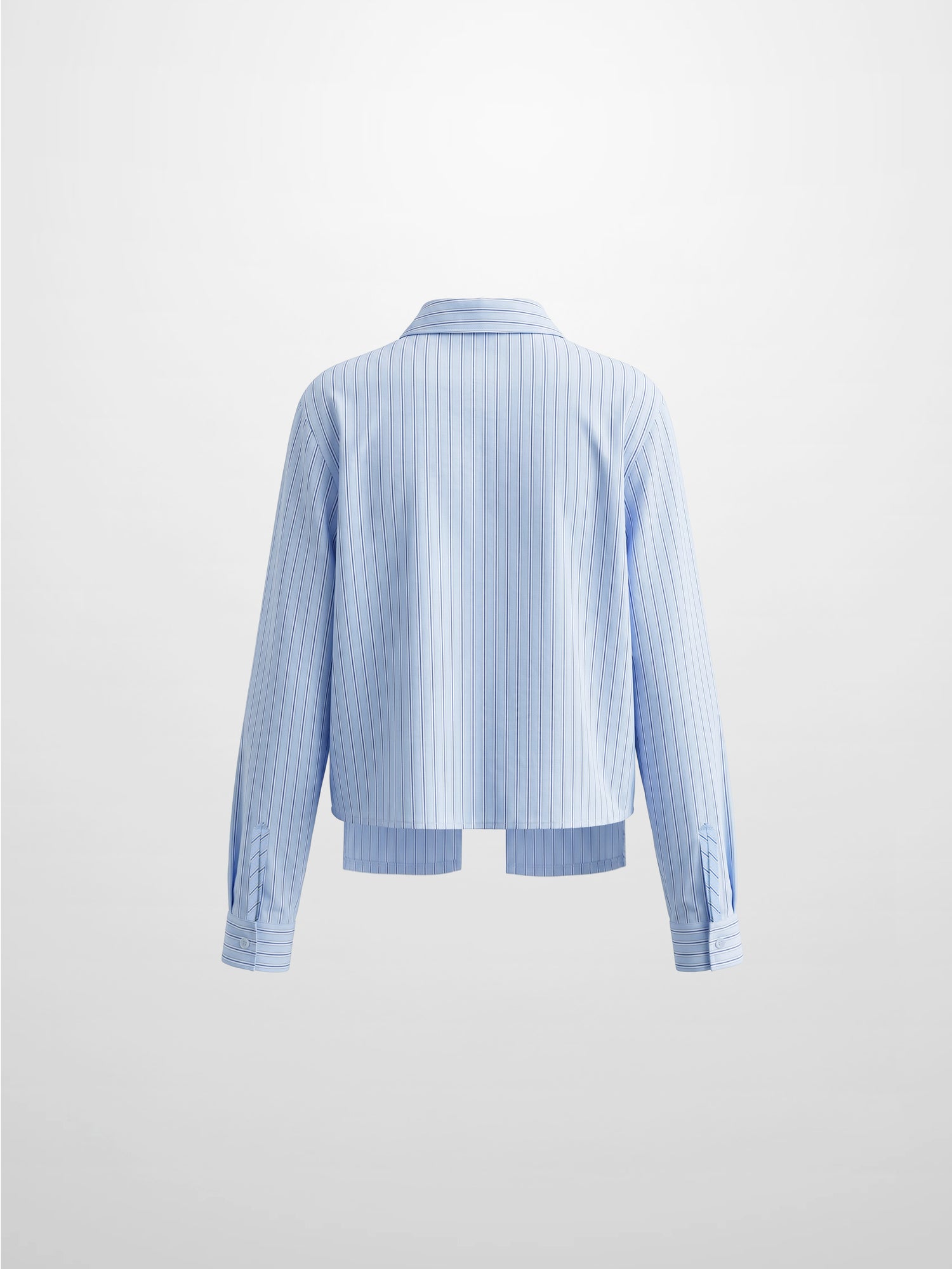 Crop Pinstripe Blouse-Blue/White