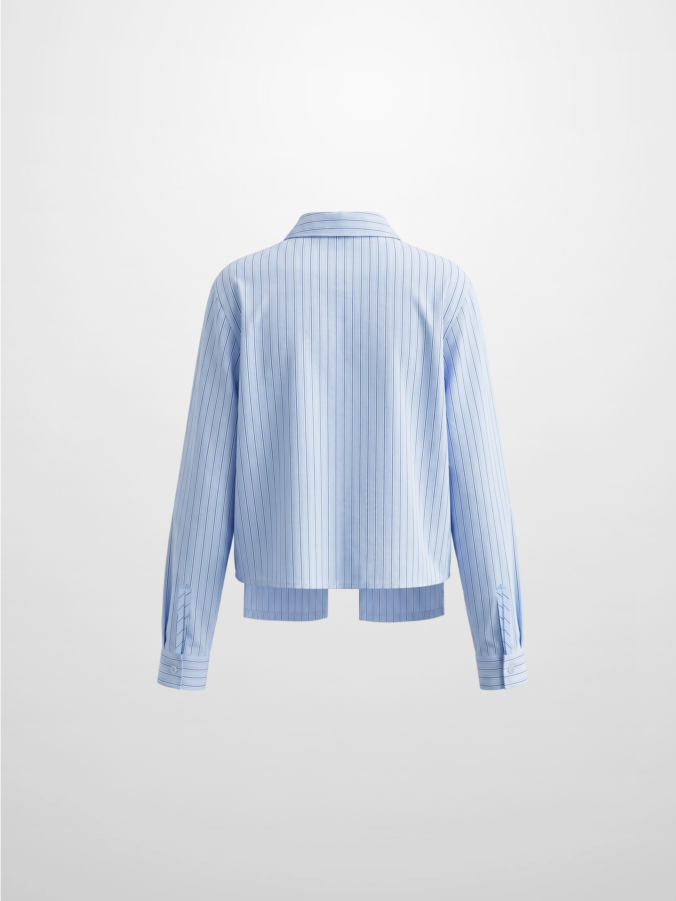 Crop Pinstripe Blouse-Blue/White