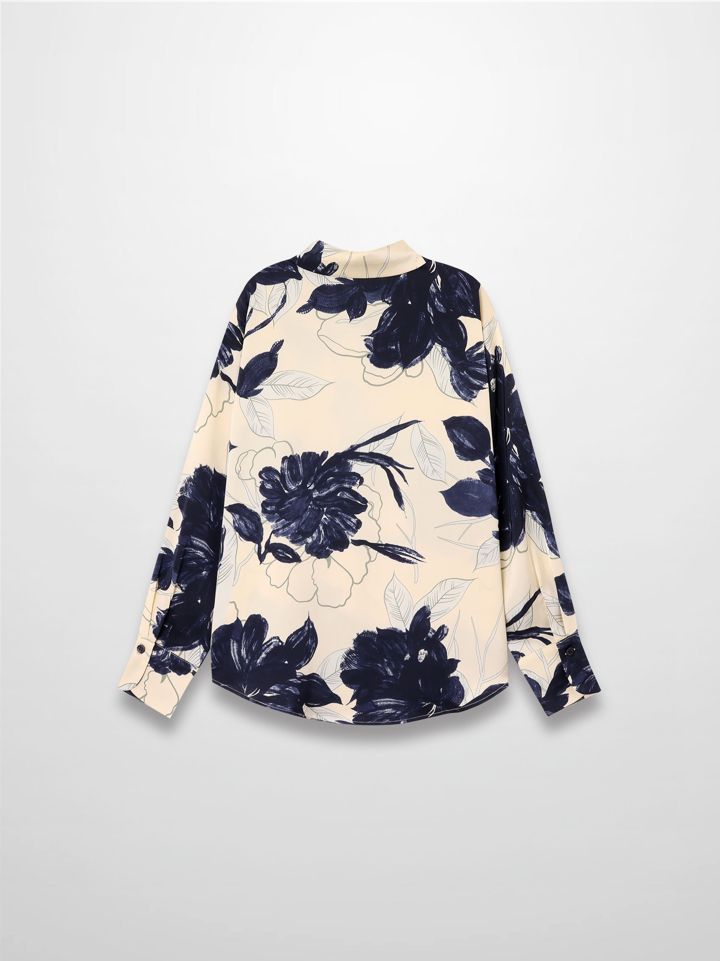 Button Down Collared Blouse-Navy Floral