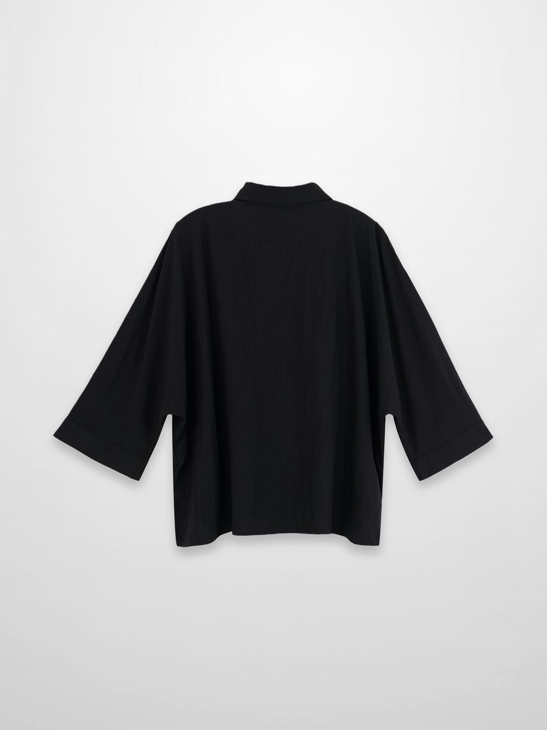 Boxy Dolman Sleeve Crinkle Blouse-Black