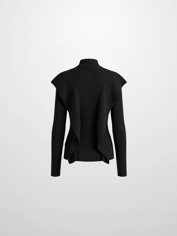 Side Ruffle Sweater - Black