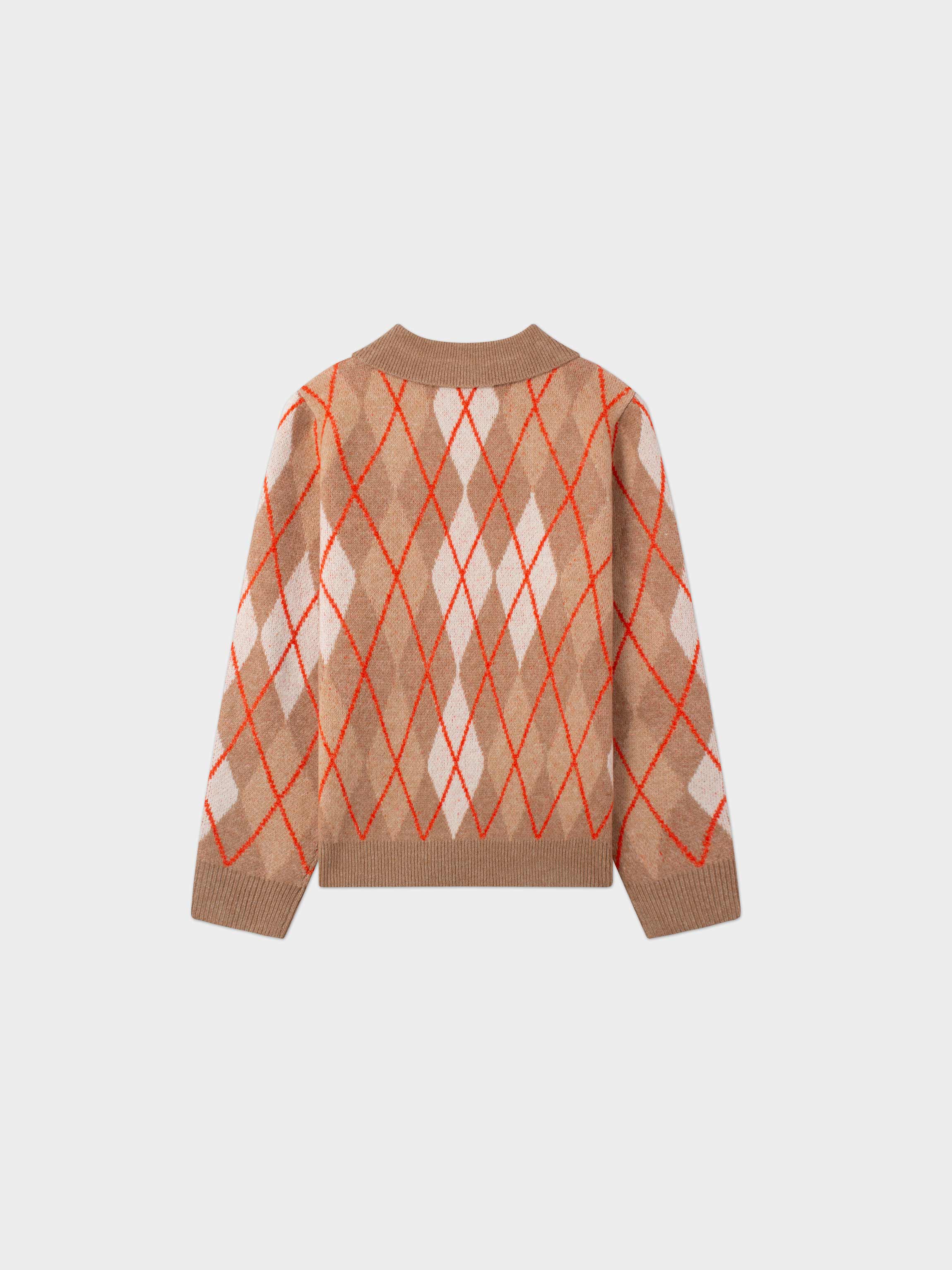 Argyle Collared Sweater-Camel