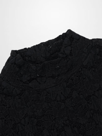 Lace Mock Neck Turtleneck-Black