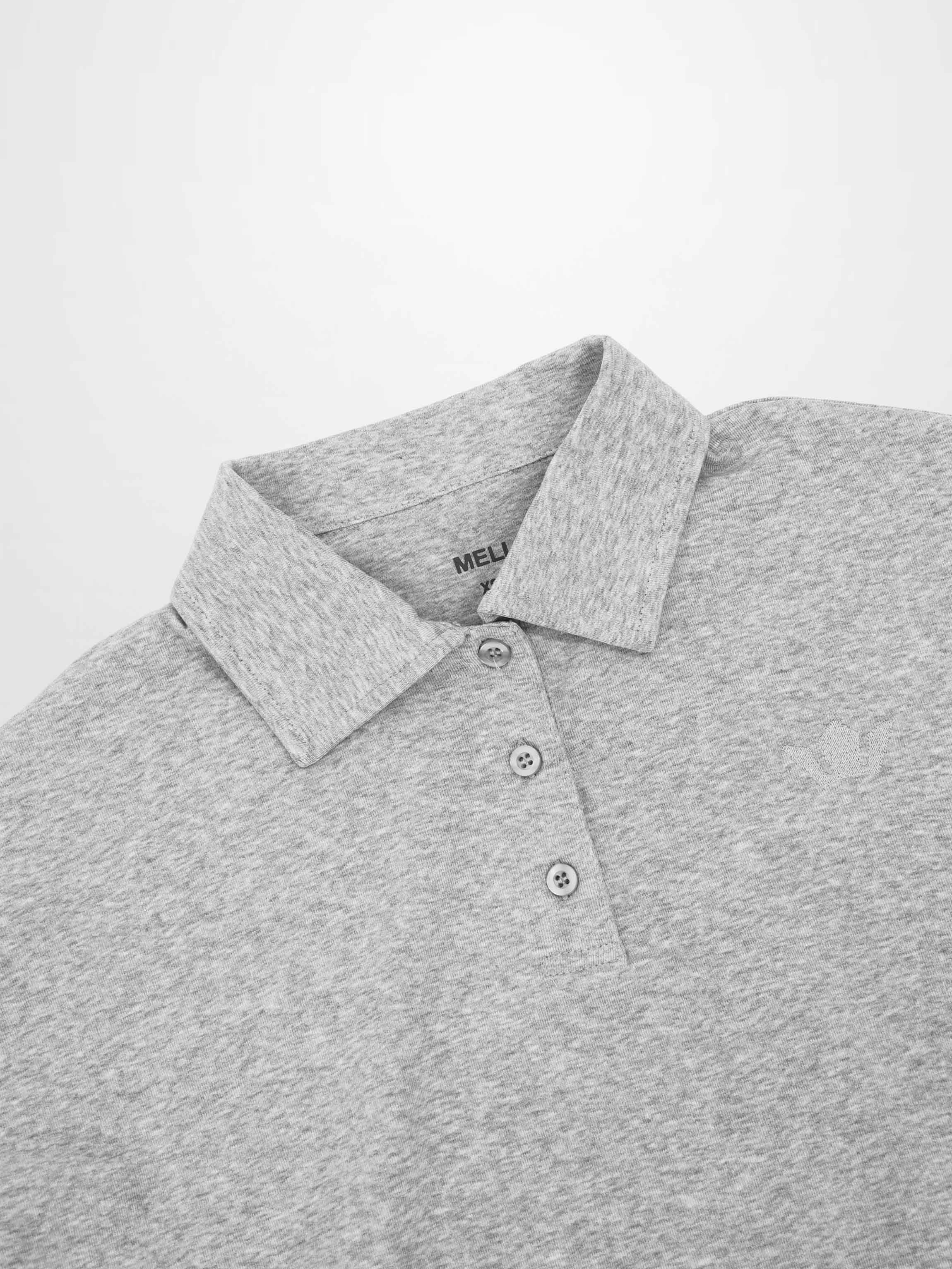 Collared Bomber Tee-Heathered Grey
