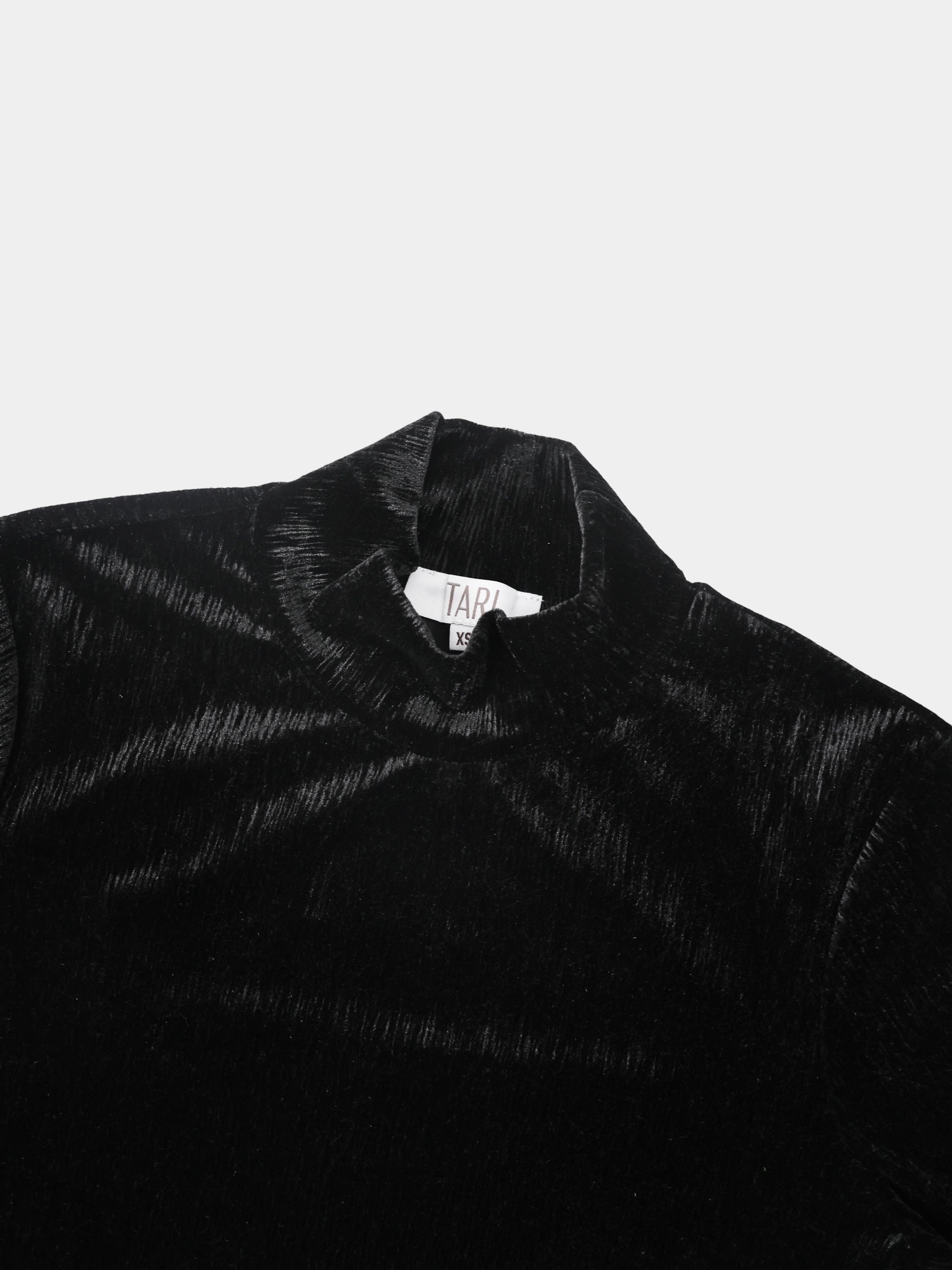Textured Velour Turtleneck - Black