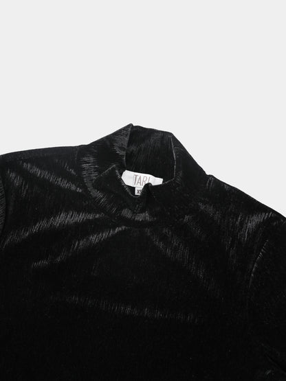 Textured Velour Turtleneck - Black