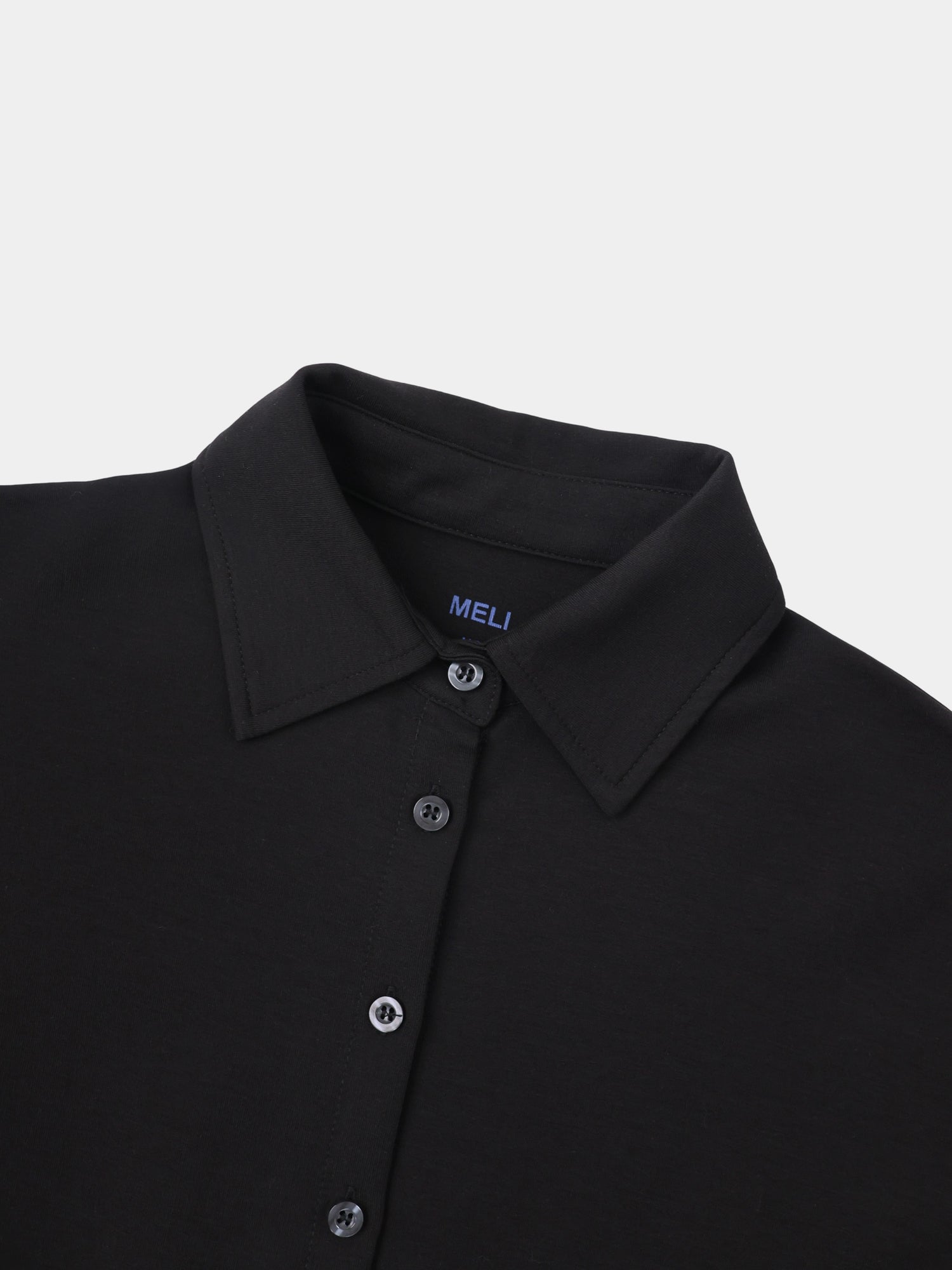 Waist Tie Button Down T-Shirt-Black