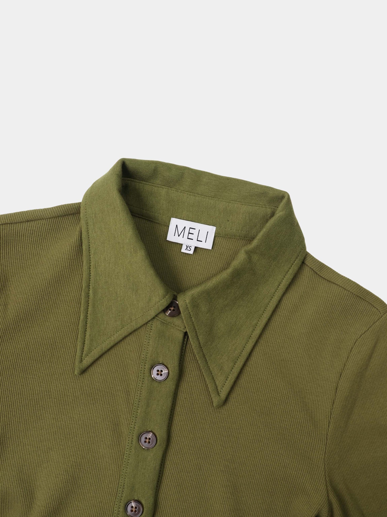 Ribbed Button Down Shirt-Olive