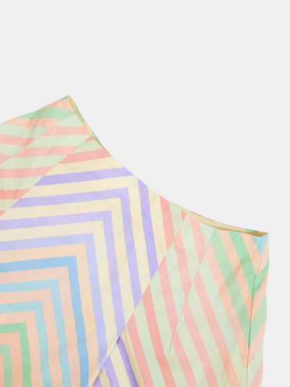 High Waisted Printed Skirt-Pastel Stripe