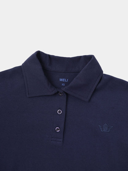 Collared Bomber Tee-Navy