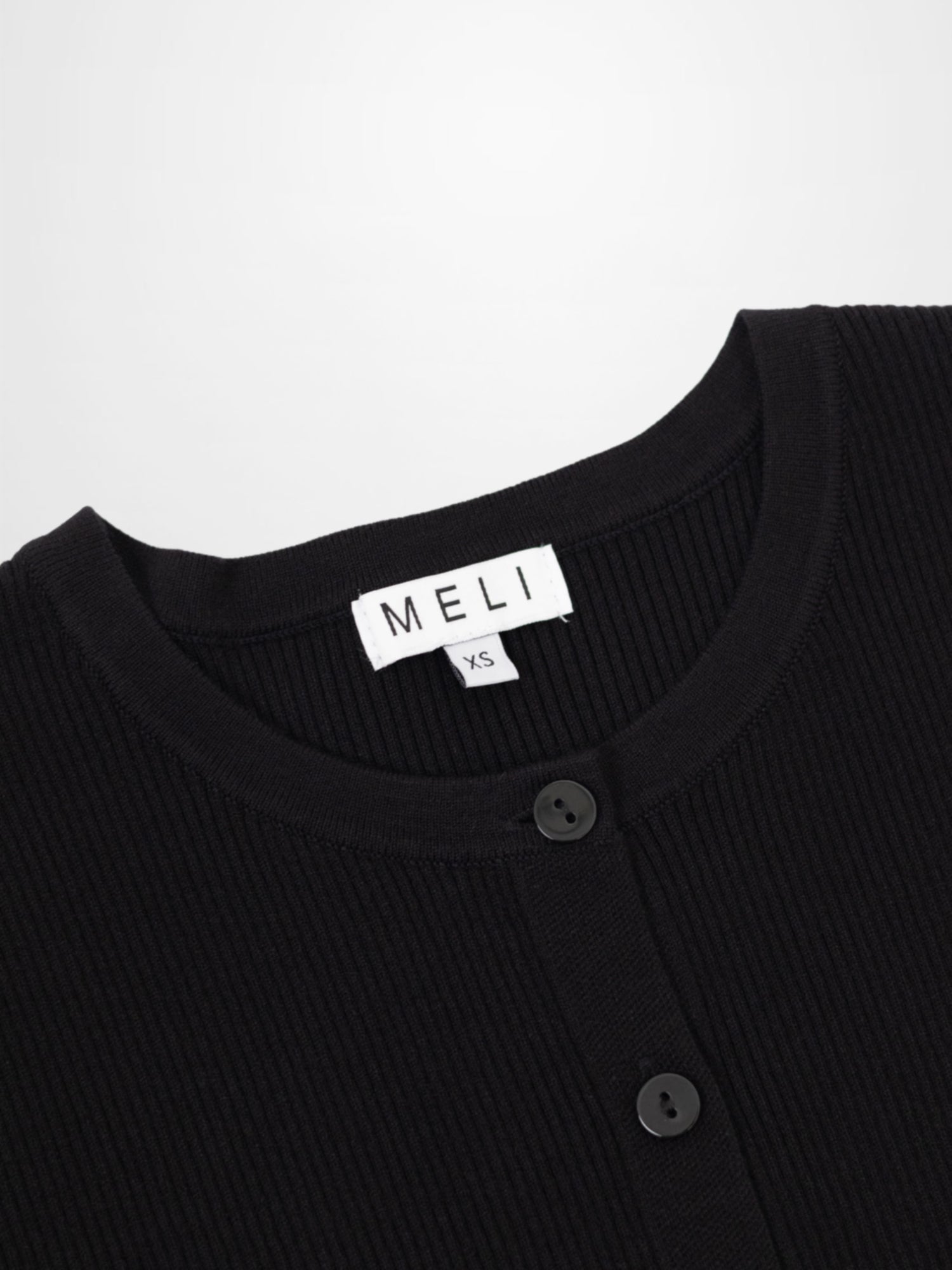 Ribbed Crew Neck Cardigan-Black