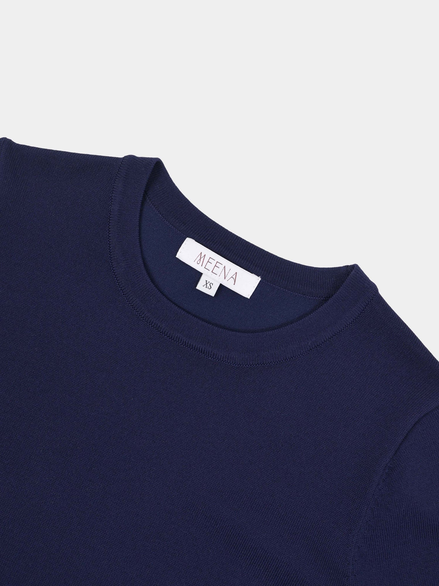 High Cuff Crew Sweater-Navy