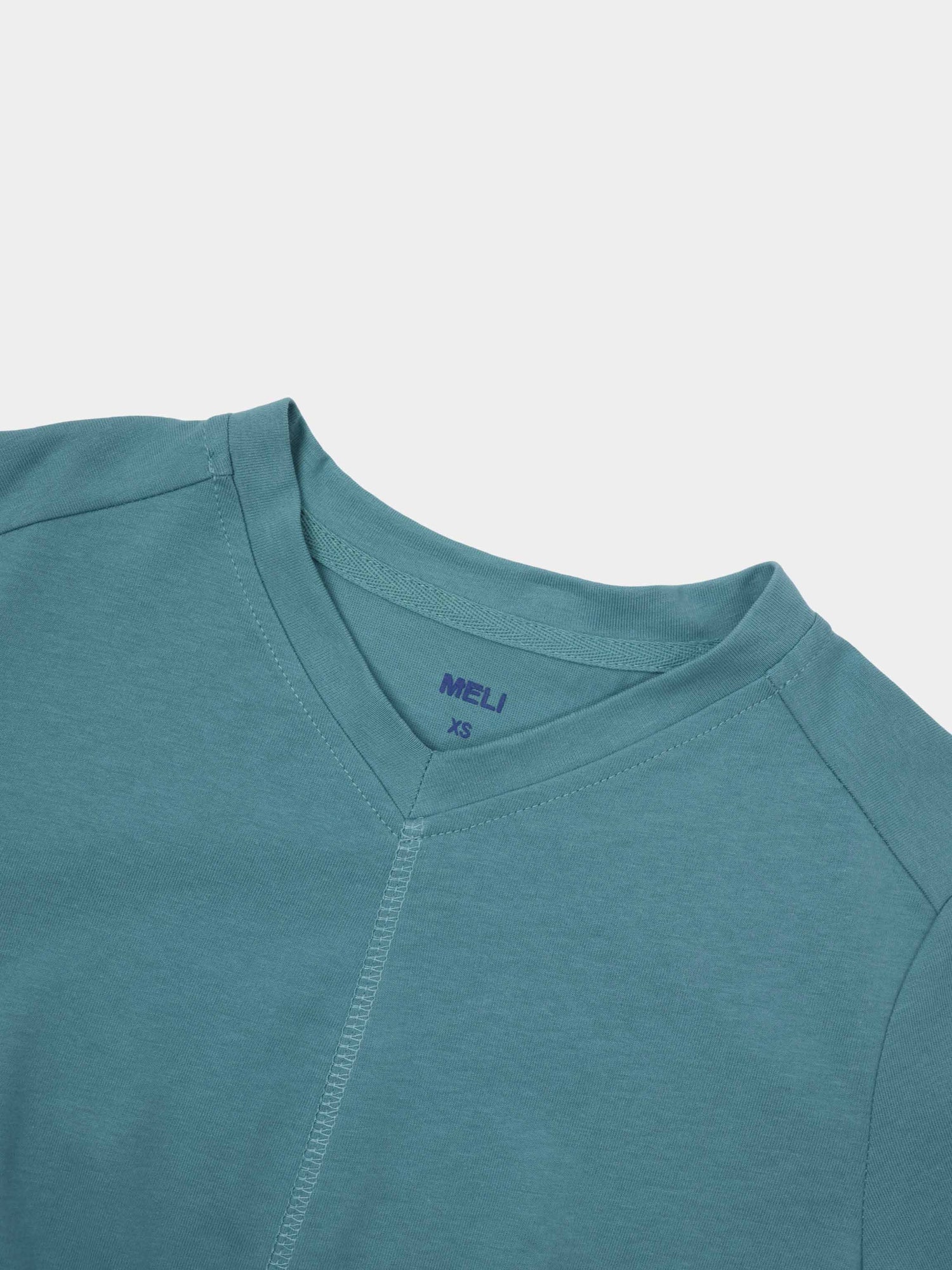 Center Seam High V Tee-Teal