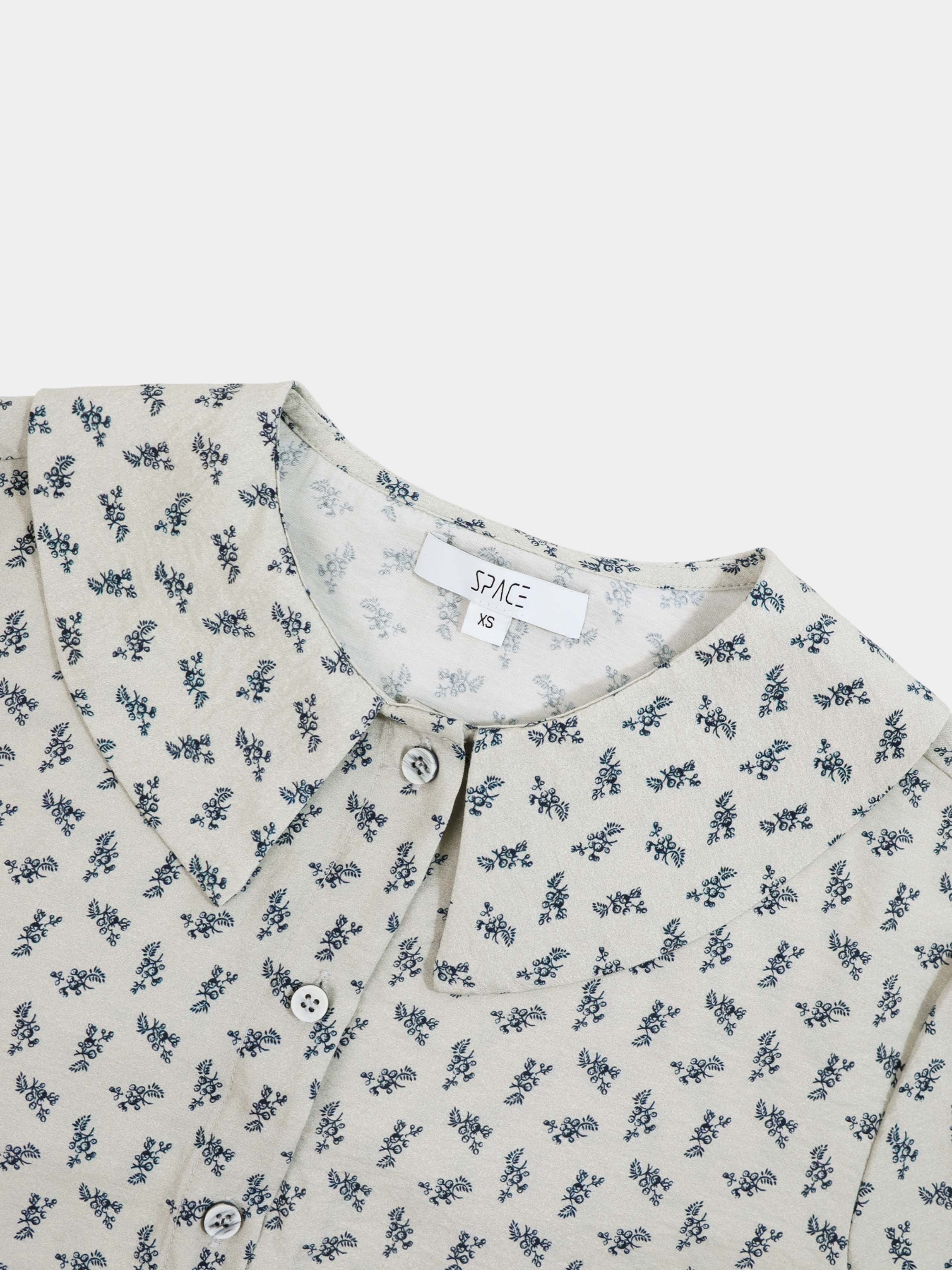 Peter Pan Collar Blouse-Grey Floral