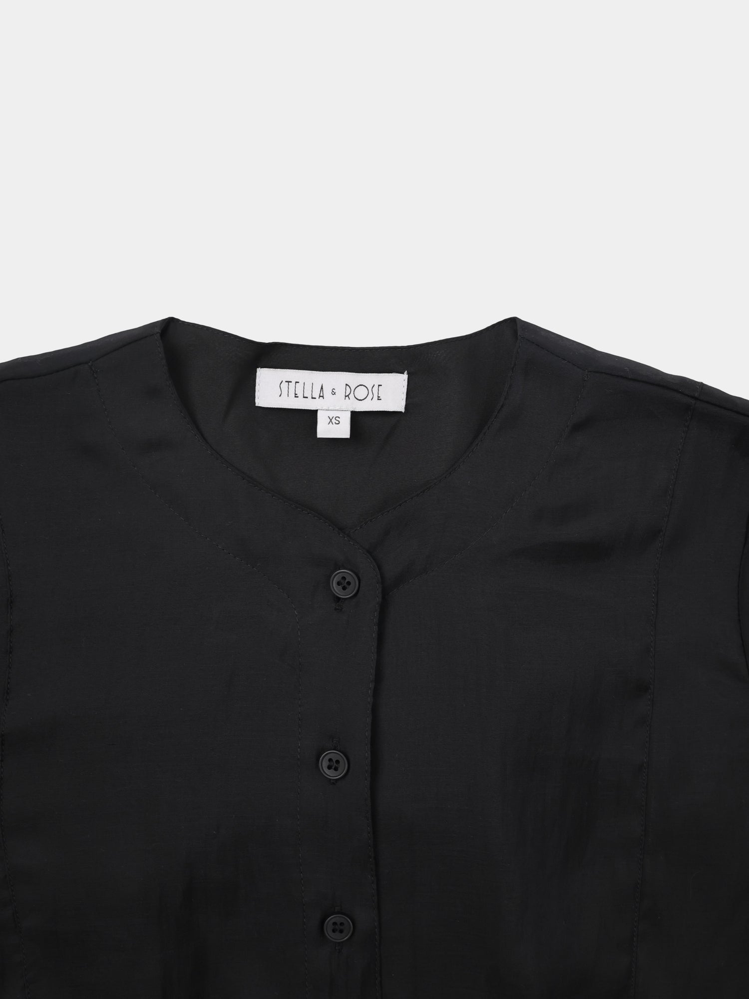 High V Neck Blouse-Black