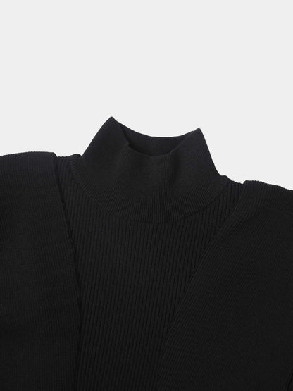 Side Ruffle Sweater - Black