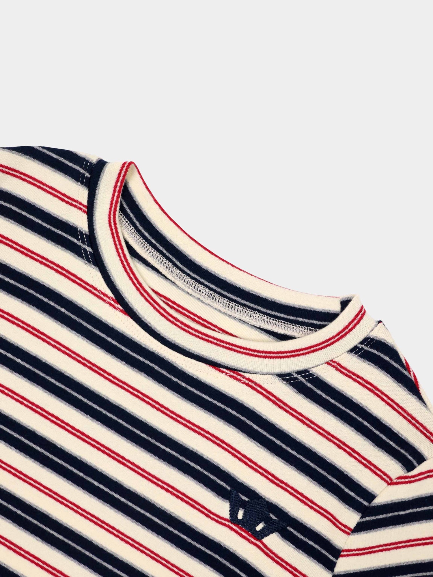 Embroidered Crown Striped Tee-Navy Stripe