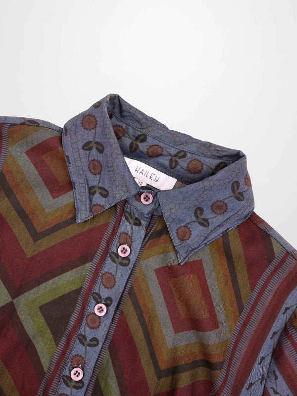 Tencel Printed Shirtdress-Aztec